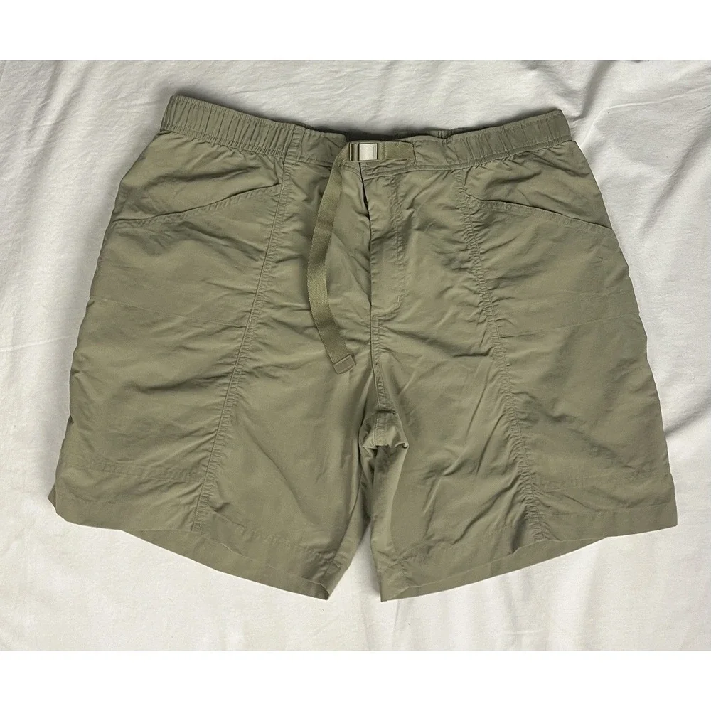 Eddie Bauer Mens Nylon Cargo Shorts XXL Khaki ‎ Green Outdoor Hiking  Belted